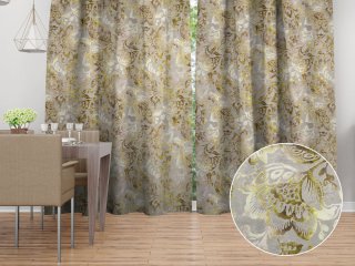 Zamatový záves Tamara TMR-055 Abstraktné zelené kvety na zelenosivom - Biante.sk