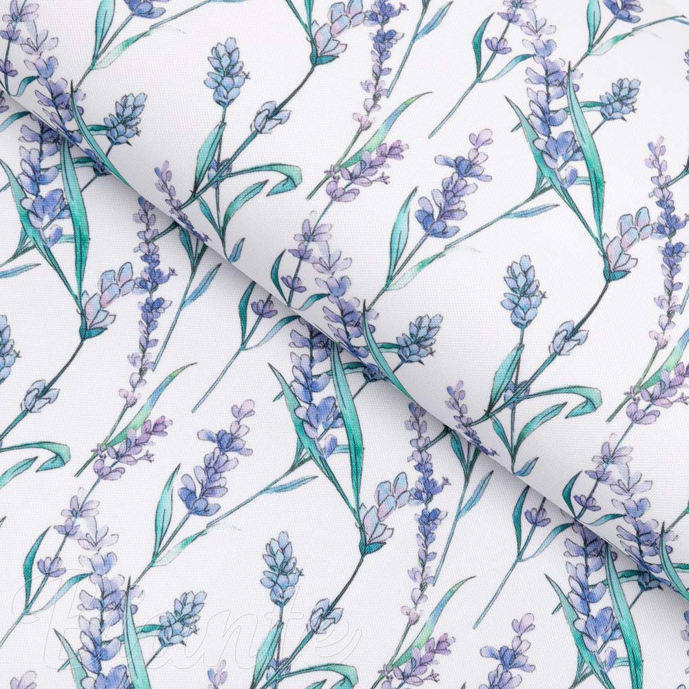 Teflonová látka na ubrusy TF-088 Levandule na bílém - šířka 155 cm - Biante.cz