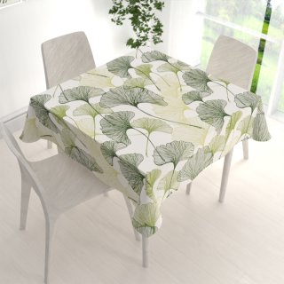 Bavlněný čtvercový ubrus Sandra SA-576 Zelené Ginkgo listy na bílém - detail 1 - Biante.cz Bavlněný čtvercový ubrus Sandra SA-576 Zelené Ginkgo listy na bílém - detail 1 - Biante.cz