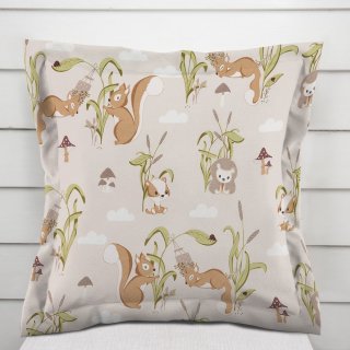 Detská bavlnená obliečka na vankúš s lemom Sandra SA-695 Veveričky a ježkovia na svetlo béžovom - Biante.sk Detská bavlnená obliečka na vankúš s lemom Sandra SA-695 Veveričky a ježkovia na svetlo béžovom - Biante.sk