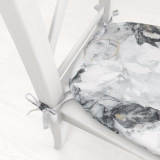Zamatový oblý podsedák Tamara TMR-006 Designové kvety na sivom - 39x37x3 cm - detail 1 - Biante.sk
