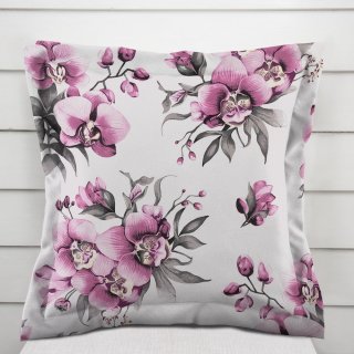 Bavlnená obliečka na vankúš s lemom Sandra SA-623 Lila orchidey na bielom - Biante.sk Bavlnená obliečka na vankúš s lemom Sandra SA-623 Lila orchidey na bielom - Biante.sk