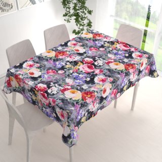 Dekorační obdélníkový ubrus PM-020 Malované květy na šedém - detail 1 - Biante.cz