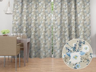 Bavlněný závěs Sandra SA-552 Modré pnoucí květy na béžovém - Biante.cz Bavlněný závěs Sandra SA-552 Modré pnoucí květy na béžovém - Biante.cz