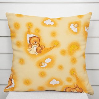 Dětský bavlněný povlak na polštář Sandra SA-727 Spící medvídci na žlutooranžovém - Biante.cz