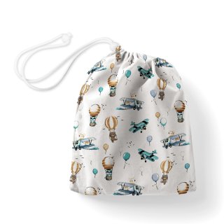 Bavlněný pytlík/sáček na přezůvky Sandra SA-457 Lišky v letadýlkách na bílém - Biante.cz