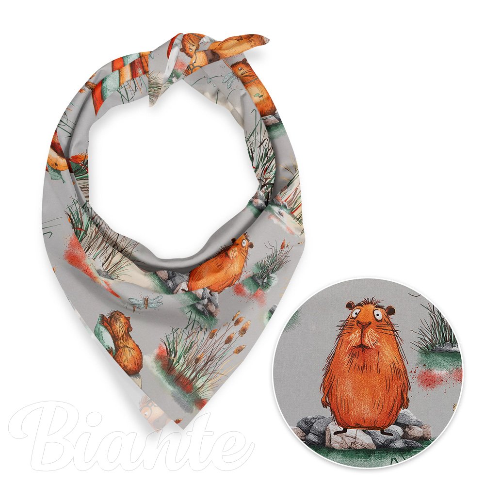 Dětský bavlněný šátek Sandra SA-711 Kapybary na šedém - Biante.cz