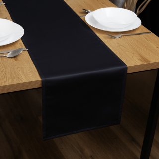Saténový běhoun na stůl polyesterový Satén LUX-026 Černý - Biante.cz