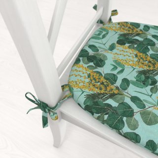 Oblý podsedák PML-088 Eukalypty na mätovom - 39x37x3 cm - detail 1 - Biante.sk