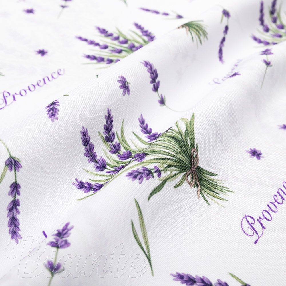 Dekorační látka Rongo RGP-508 Snítky levandulí Provence na bílém - šířka 155 cm - detail 2 - Biante.cz
