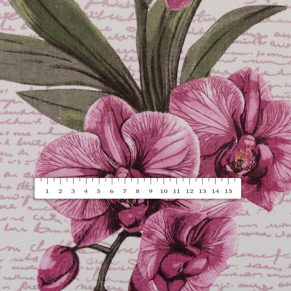 Bavlněná látka/plátno Sandra SA-635 Růžovofialové orchideje na bílém - šířka 160 cm - detail 3 - Biante.cz