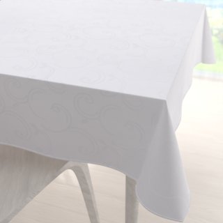 Teflonový čtvercový ubrus TF-100 Bílé ornamenty s lístky - Biante.cz