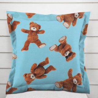 Detská bavlnená obliečka na vankúš s lemom Sandra SA-724 Plyšové medvedíky na modrom - Biante.sk