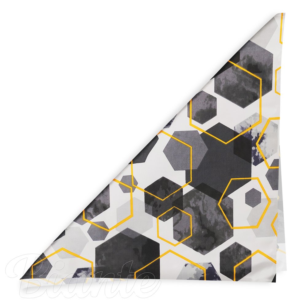 Bavlněný šátek Sandra SA-568 Šedo-modrofialové mramorové hexagony na bílém - detail 1 - Biante.cz