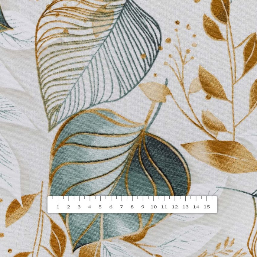 Dekorační látka Leona LN-174 Zelené listy na režném - šířka 140 cm a 280 cm - detail 5 - Biante.cz