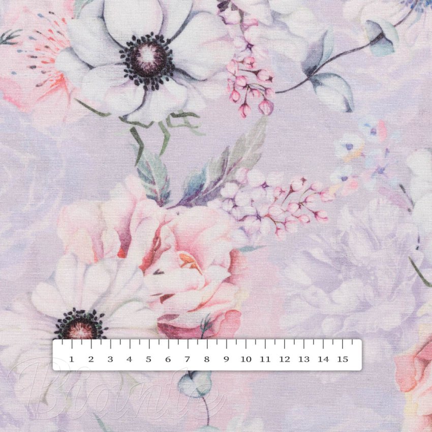 Dekoračná látka PML-068 Ružové kvety na sivofialovom - šírka 150 cm - detail 5 - Biante.sk
