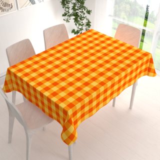 Bavlněný obdélníkový ubrus Olivia OL-003 Oranžovo-žlutá kostka velká - detail 1 - Biante.cz Bavlněný obdélníkový ubrus Olivia OL-003 Oranžovo-žlutá kostka velká - detail 1 - Biante.cz