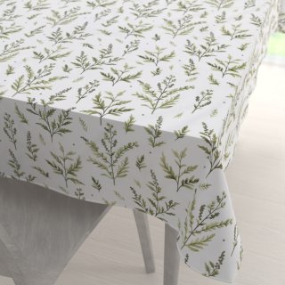 Bavlněný obdélníkový ubrus Sandra SA-718 Zelené natě bylinek na bílém - Biante.cz