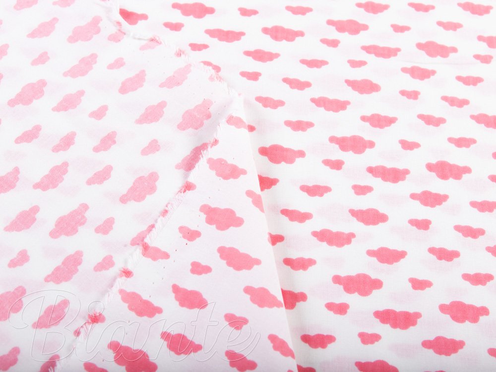 Dětská bavlněná látka/plátno Sandra SA-128 Korálové obláčky na bílém - šířka 160 cm - detail 3 - Biante.cz