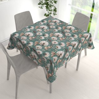 Bavlněný čtvercový ubrus Sandra SA-716 Podzimní pampelišky na zeleném - detail 1 - Biante.cz Bavlněný čtvercový ubrus Sandra SA-716 Podzimní pampelišky na zeleném - detail 1 - Biante.cz