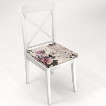Čtvercový podsedák Parma PM-112 Fialové květy na smetanovém - 38x38x3 cm - detail 1 - Biante.cz Čtvercový podsedák Parma PM-112 Fialové květy na smetanovém - 38x38x3 cm - detail 1 - Biante.cz