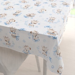 Dětský bavlněný obdélníkový ubrus Sandra SA-443 Modré žirafy na bílém - Biante.cz Dětský bavlněný obdélníkový ubrus Sandra SA-443 Modré žirafy na bílém - Biante.cz