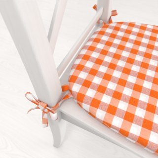 Oblý podsedák Rebeka RE-005 Oranžovo-biela kocka stredná - 39x37x3 cm - detail 1 - Biante.sk