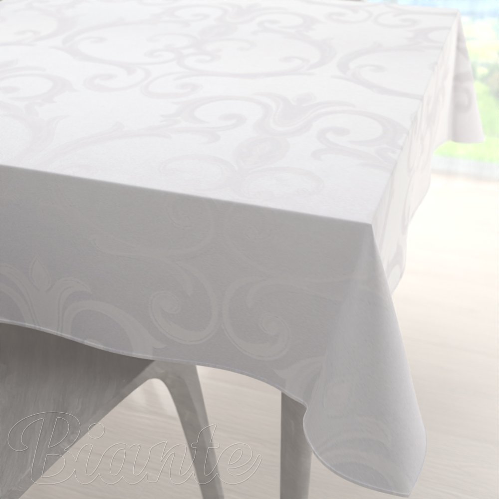 Velký dekorační čtvercový ubrus Monako PM-125 Velký zámecký vzor bílý - Biante.cz