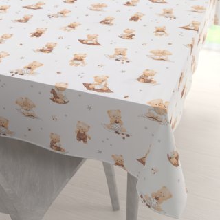 Dětský bavlněný obdélníkový ubrus Sandra SA-732 Medvědí miminka na bílém - Biante.cz