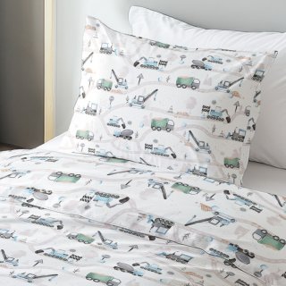 Dětské bavlněné ložní povlečení Sandra SA-687 Modro-zelená auta a bagry na bílém - detail 1 - Biante.cz Dětské bavlněné ložní povlečení Sandra SA-687 Modro-zelená auta a bagry na bílém - detail 1 - Biante.cz