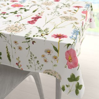 Bavlněný čtvercový ubrus Sandra SA-667 Velké luční kvítí na bílém - Biante.cz Bavlněný čtvercový ubrus Sandra SA-667 Velké luční kvítí na bílém - Biante.cz