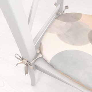 Zamatový oblý podsedák Tamara TMR-047 Sivo-béžové kruhy na smotanovom - 39x37x3 cm - detail 1 - Biante.sk