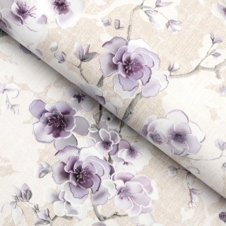 PVC obrus Fialové kvety sakury na režnom PV-206 - metráž š. 140 cm - Biante.sk