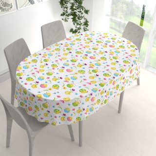 Bavlnený oválny obrus Sandra SA-074 Žlté kuriatka - detail 1 - Biante.sk