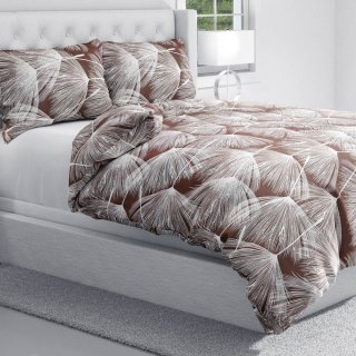 Bavlnené posteľné obliečky Sandra SA-499 Biele abstraktné páperie na hnedom - detail 1 - Biante.sk Bavlnené posteľné obliečky Sandra SA-499 Biele abstraktné páperie na hnedom - detail 1 - Biante.sk