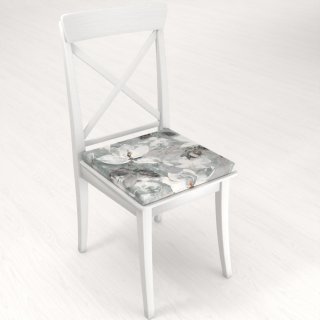 Zamatový štvorcový podsedák Tamara TMR-016 Designové kvetiny na sivozelenom - 38x38x3 cm - detail 1 - Biante.sk