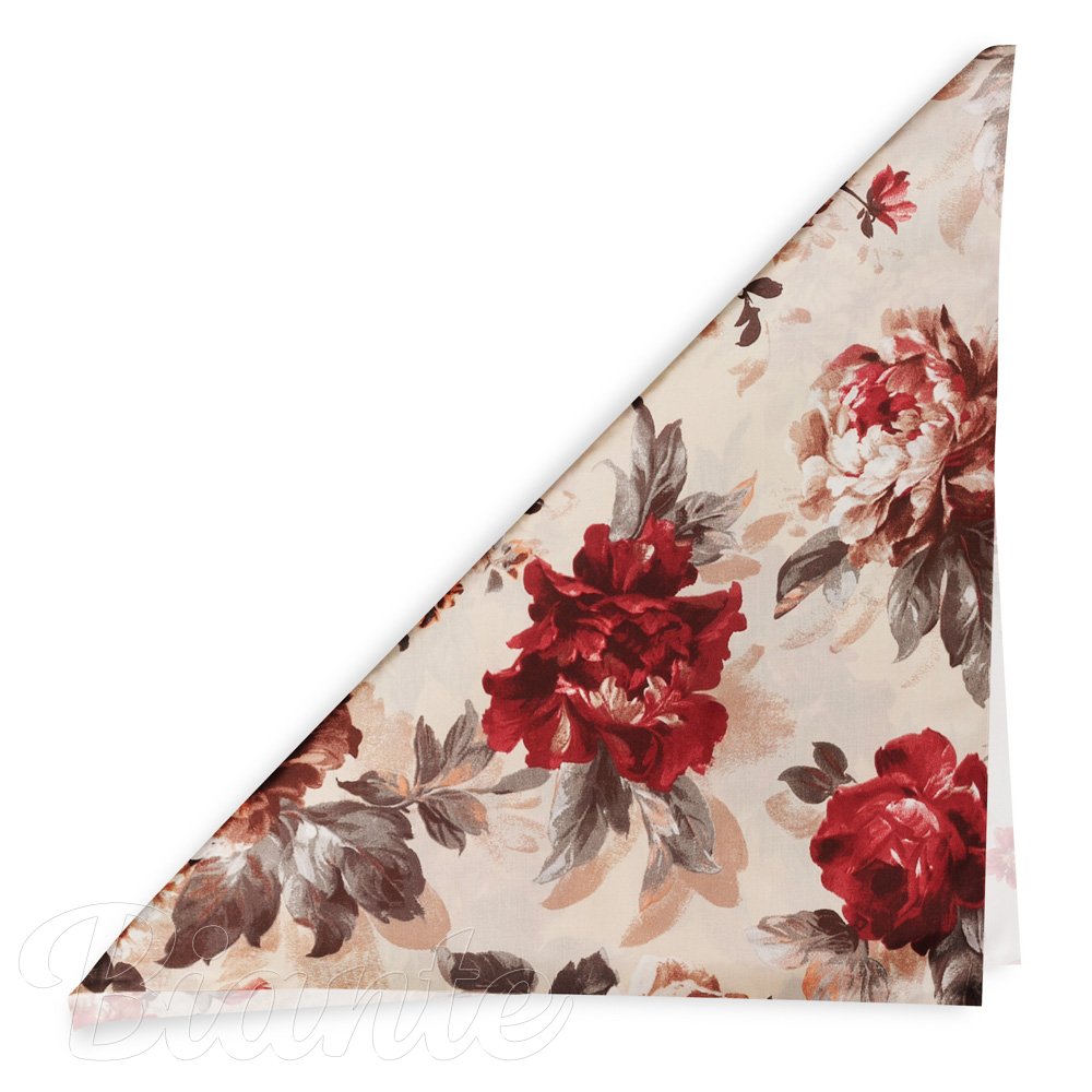 Bavlněný šátek Sandra SA-399 Červené pivoňky na pískovém - detail 1 - Biante.cz