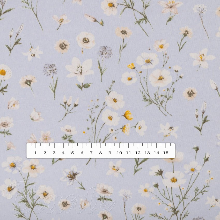Bavlněná látka/plátno Sandra SA-617 Kopretinky na světle modrém - šířka 160 cm - detail 3 - Biante.cz