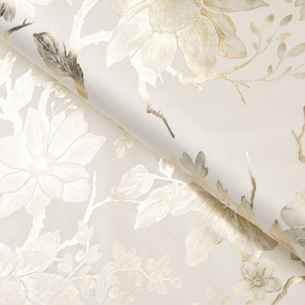 Sametová látka Isabela Flower IBL-022 Zlaté květy na smetanovém - šířka 295 cm - Biante.cz