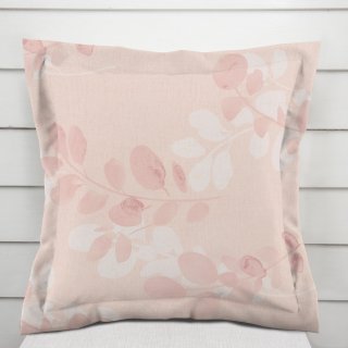 Bavlněný povlak na polštář s lemem Sandra SA-682 Eukalyptové listy na pastelově růžovém - Biante.cz Bavlněný povlak na polštář s lemem Sandra SA-682 Eukalyptové listy na pastelově růžovém - Biante.cz