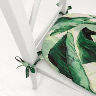 Zamatový oblý podsedák Tamara TMR-028 Veľké zelené listy - 39x37x3 cm - detail 1 - Biante.sk