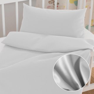 Dětské saténové povlečení do postýlky ST-012 Světle šedé - Biante.cz