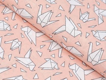 Dekorační látka Leona LN-044 Origami ptáci na lososovém - šířka 140 cm - detail 1 - Biante.cz
