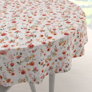 Bavlněný kulatý ubrus Sandra SA-731 Červený květinový vzor na bílém - Biante.cz Bavlněný kulatý ubrus Sandra SA-731 Červený květinový vzor na bílém - Biante.cz