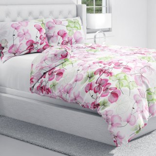 Bavlněné ložní povlečení Sandra SA-366 Růžovo-zelené květy na bílém - detail 1 - Biante.cz Bavlněné ložní povlečení Sandra SA-366 Růžovo-zelené květy na bílém - detail 1 - Biante.cz