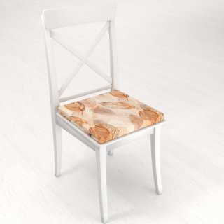 Čtvercový podsedák Elen PM-133 Hnědo-béžové listy na režném - 38x38x3 cm - detail 1 - Biante.cz