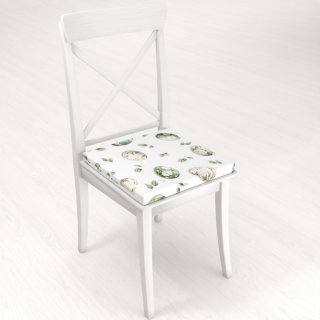Teflónový štvorcový podsedák TF-136 Zelené kvetované kraslice na bielom - 38x38x3 cm - detail 1 - Biante.sk