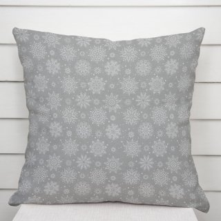 Vianočná dekoračná obliečka na vankúš PML-079 Biele vločky na sivom - Biante.sk