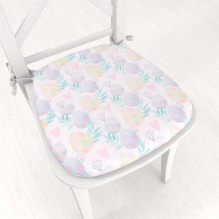 Teflónový oblý podsedák TF-073 Pastelové kraslice na bielom - 39x37x3 cm - Biante.sk