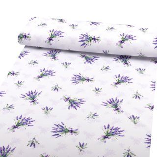 Teflonová látka na ubrusy TF-128 Snítky levandulí na bílém - šířka 155 cm - detail 1 - Biante.cz Teflonová látka na ubrusy TF-128 Snítky levandulí na bílém - šířka 155 cm - detail 1 - Biante.cz
